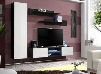 Living room Luxury Furnishings Set 4pcs Wall unit Designer Furniture Hanging Display case Wood