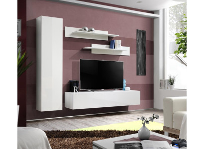 Wall unit White TV Stand Designer Furnishings Living room furniture Wall Shelves
