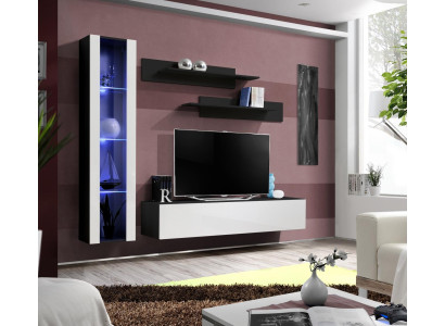 Designer Wall unit Set 4pcs Black Living room furniture Hanging Display case Furnishings