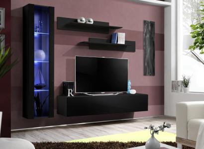 Living room furniture Black Complete Set Wall unit Designer Hanging Display case Furniture