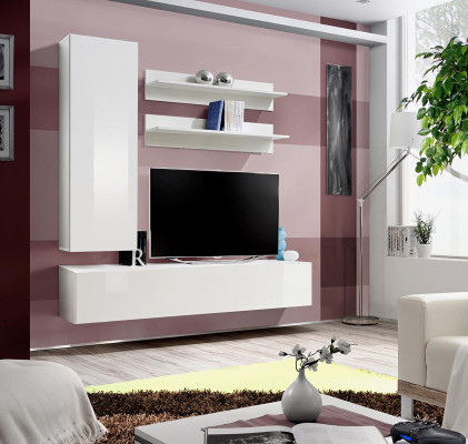 Designer Furnishings White Wall unit Luxury Wooden Furniture Complete Wall Cabinet