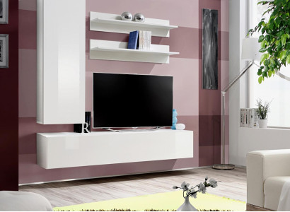 Designer Furnishings White Wall unit Luxury Wooden Furniture Complete Wall Cabinet