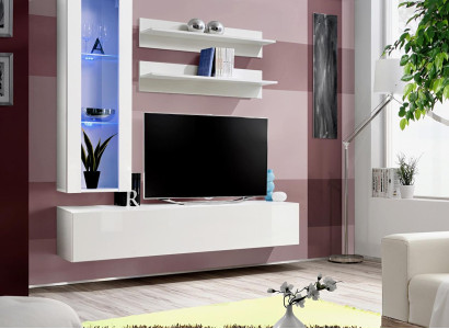 Complete TV-Lowboard Furniture Designer Furnishings Set 4-piece lowboard hanging display case