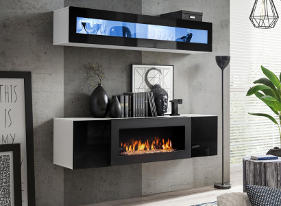 Black Hanging Wardrobe Wooden Furniture High Gloss Sideboard Designer Complete Wall unit