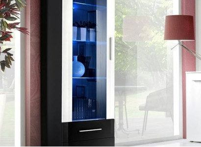 Designer Living room Furniture Wood Display Cabinets Glass Shelf Wardrobe Black Furnishings