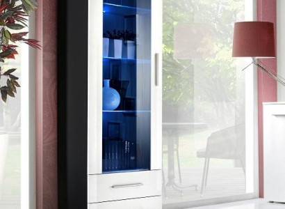 Designer Black Display case Shelf Wood Wardrobe Living room Furnishings Modern