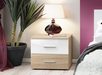 Bedside table Beige Bedroom Designer Luxury Wood Furnishings Furniture Modern