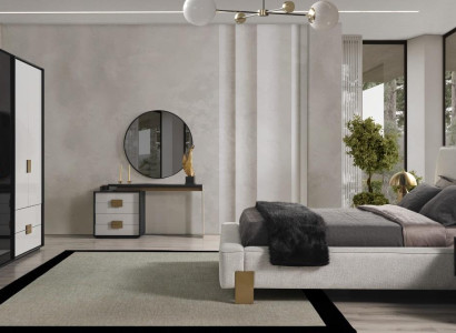 Modern Bedroom Set Double bed 2x Bedside tables Dressing table 6 pieces