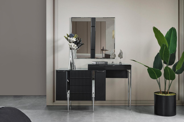 Gray Bedroom Set Double bed 2x Bedside tables Dressing table Mirror