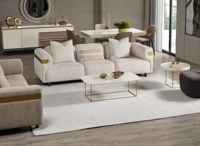Modern beige sofa set 4+3 seater + armchair living room luxury set 3 pieces