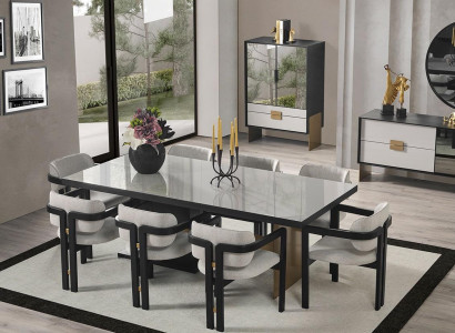 Designer Dining set Luxury Suite Dining table 8x Chairs Dining room Furniture