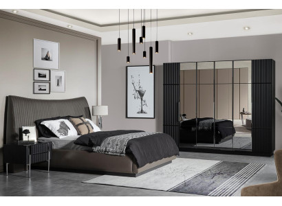 Modern Bedroom Set Designer Double bed 2x Bedside tables Wardrobe
