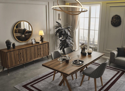 Brown Dining room Set Designer Dining room set Dining table Chairs Mirror