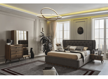 Modern Bedroom Set Designer Bed 2x Bedside tables Chest of drawers Mirror