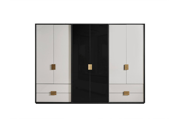 Black-White Bedroom Wardrobe Modern 6-Door Wardrobe