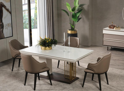 Dining room Furniture Designer Dining table 4x Chairs Complete e Suite 5-piece set
