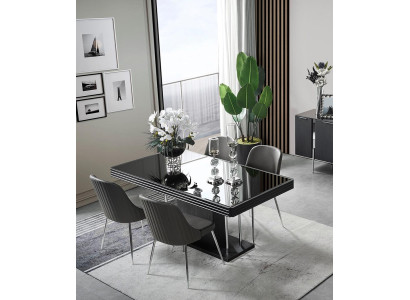 Black dining room set luxury dining table designer 4x chairs 5-piece set