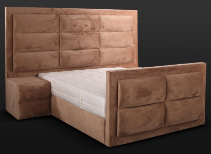 Classic s Bed Wood brown bedroom furniture design elegant Fabric new -