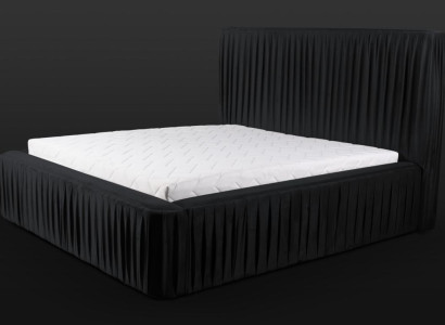 Black double bedroom wooden furniture design elegant fabric classic furniture new