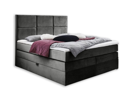 Gray Chic Double Bedroom Wooden Furniture Design Elegant Upholstery Fabric