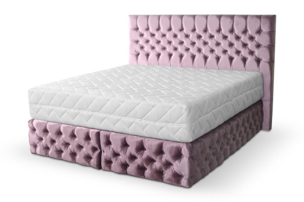 Chesterfield Pink Double Bedroom Wooden Furniture Design Elegant Upholstery Fabric -
