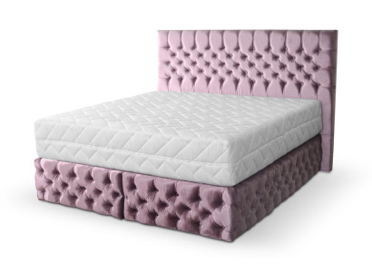 Chesterfield Pink Double Bedroom Wooden Furniture Design Elegant Upholstery Fabric -