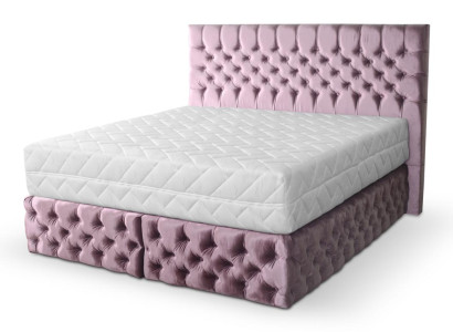 Chesterfield Pink Double Bedroom Wooden Furniture Design Elegant Upholstery Fabric -