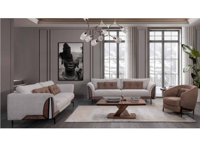 Brown-Gray Sofa set 3+3+1 Coffee table Complete's Living room Set