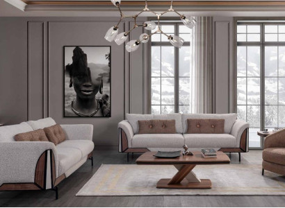 Brown-Gray Sofa set 3+3+1 Coffee table Complete's Living room Set