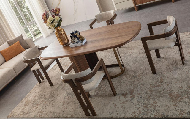 Modern Dining room Set Dining table 4x Chairs Chest of drawers Mirror Designer Furniture