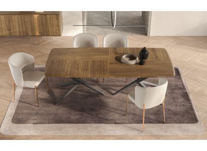 White -Brown Dining room Suite Modern Dining table + 4x Chairs 5-piece set