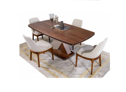 Brown-Gray Dining room Suite Luxury Dining table 4x Chairs Dining set Set