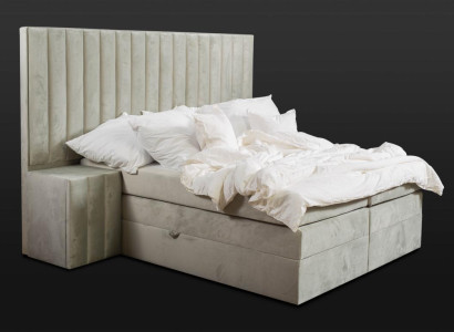 Modern Taupes Double bed 2x Bedside tables Bedroom box spring bed