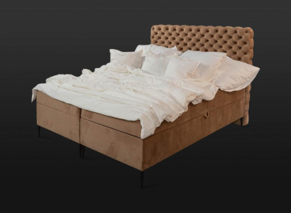 Brown Chesterfield Double bed luxury box spring bed Bedroom Beds