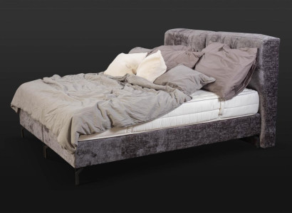 Gray double bed modern bedroom furniture designer textile beds new