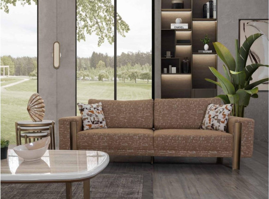 Sofa 3 Seater Brown Elegant Modern Luxury Design Wood Furniture Upholstery Fabric new