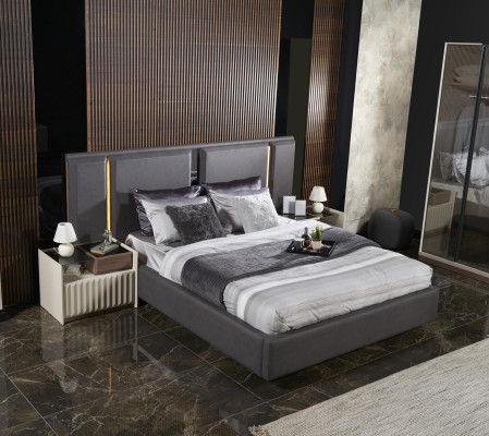 Modern Complete Bedroom Furniture Set Bed 2x Bedside table Wardrobe 4pcs