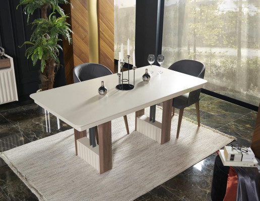 Dining room Set Dining table 4x Chairs Chest of drawers Mirror Modern Set White Dining set