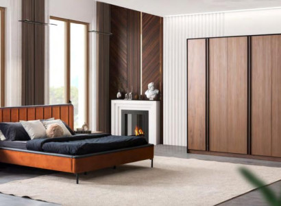 Luxury Bedroom Set Bed + 2x Bedside tables Modern Wardrobe Wood new