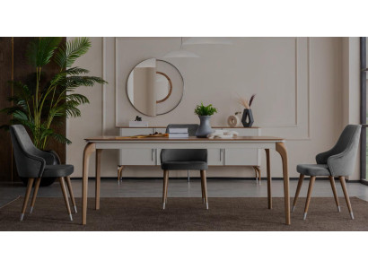 Complete Set Dining table 4x Chairs Dining room Set Ess Group Wood Table Tables 5pcs