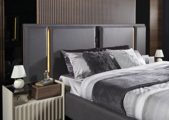 Modern Set Bedroom Bed 2x Bedside tables 3pcs Luxury Complete Set Design