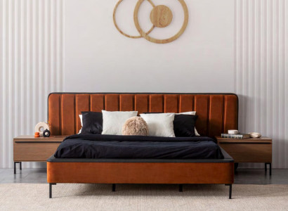Set Bedroom Modern Bed 2x Bedside tables 3pcs Luxury Complete Set Design