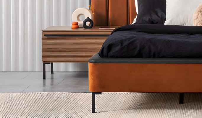 Set Bedroom Modern Bed 2x Bedside tables 3pcs Luxury Complete Set Design