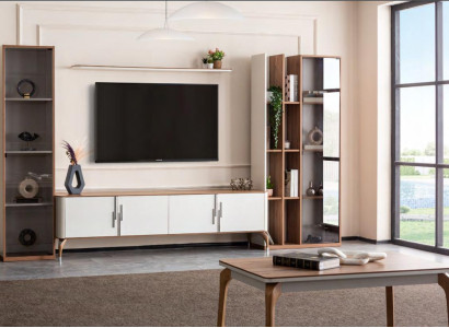 Living room Wall unit TV Lowboard Shelf Luxury Design Set 4 pcs Modern Furniture new