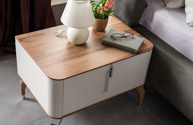 Bedroom luxurious Bedside table Side table Design Modern new White Wood