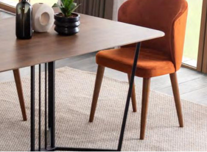 Chair Orange Dining room Modern Chairs Upholstery Fabric Design Luxury Wood new