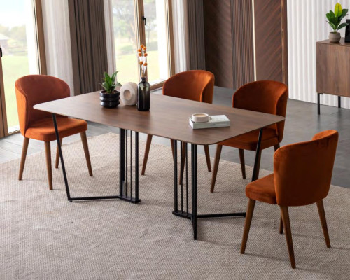 Chair Orange Dining room Modern Chairs Upholstery Fabric Design Luxury Wood new