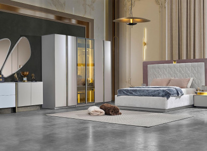 Complete e bedroom furniture double bed bed white luxury set 7 pieces wood