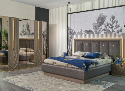 Complete e bedroom furniture double bed bed brown set 4 pieces bedside tables