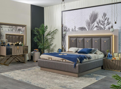 Bedroom Suite Double bed Bed Brown Set 4-piece Console table new